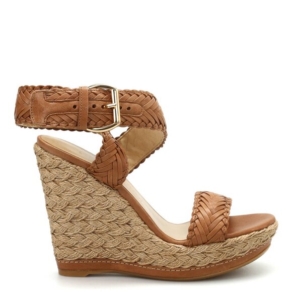 Stuart Weitzman Elixir Wedge Platform Braided Leather Ankle Strap Sandals - Picture 2 of 8